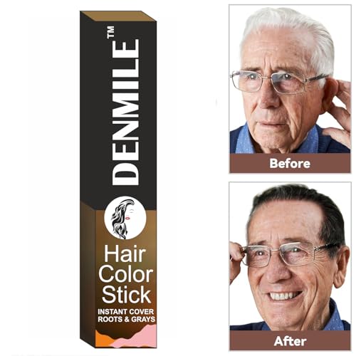 Image of DENMILE Black Hair Dye Pencil for Men & Women Grey Hair Coverage Touch Up Stick Instant Hair Colour Stick Cute Colour Hair Dye Root Touch Up for Grey Hair Concealer Women