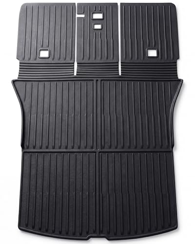 CYBERBEANS for Tesla Model Y Juniper 5-Seat Rear Trunk Mat with Backrest Mats All-Weather Seat Back Cover Seatback Liner TPE Interior Accessories 2025 2026 New