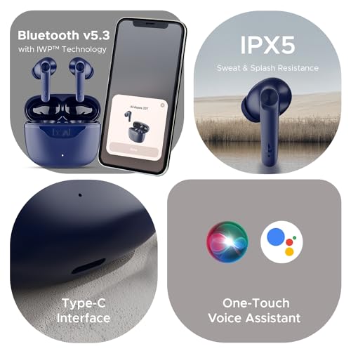 Image of Boat Airdopes 207 TWS in Ear Earbuds with 50 Hrs Playtime, Quad Mics with Enx Tech, ASAP Charging, Iwp Tech, Beast Mode with 50 Ms Low Latency, Bluetooth V5.3, USB Type-C Port & Ipx5(Bold Blue)