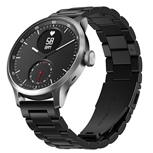 Preisvergleich Produktbild Hiseus Armband Kompatibel mit Withings ScanWatch 42mm, Metall Edelstahl Einstellbare Ersatzarmband Kompatibel mit Withings Steel HR 40mm / HR Sport Armband (Schwarz)