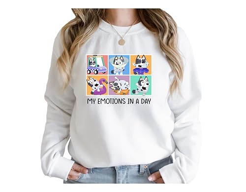 My Emotions In A Day Sweatshirt, Family Matching Sweatshirts, Cartoon Sweatshirt, Blue Dog Family Shirt, Cute Blue Dog Sweatshirt, Mens Halloween SHirt, Kids halloween Shirt.