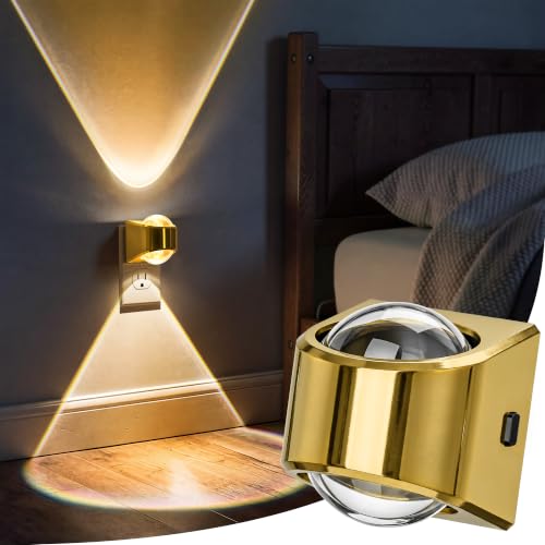 Image of Briignite Projector Night Light, Rotating Gold Night Lights Plug into Wall Dimmable, Soft White 3000K, Dusk to Dawn Nightlight for Kids, Bedroom, Nursery, Bathroom, Home Decor, Gaming Room