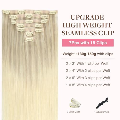 Image of GOO GOO Seamless Clip in Hair Extensions Real Human Hair Remy Extensions