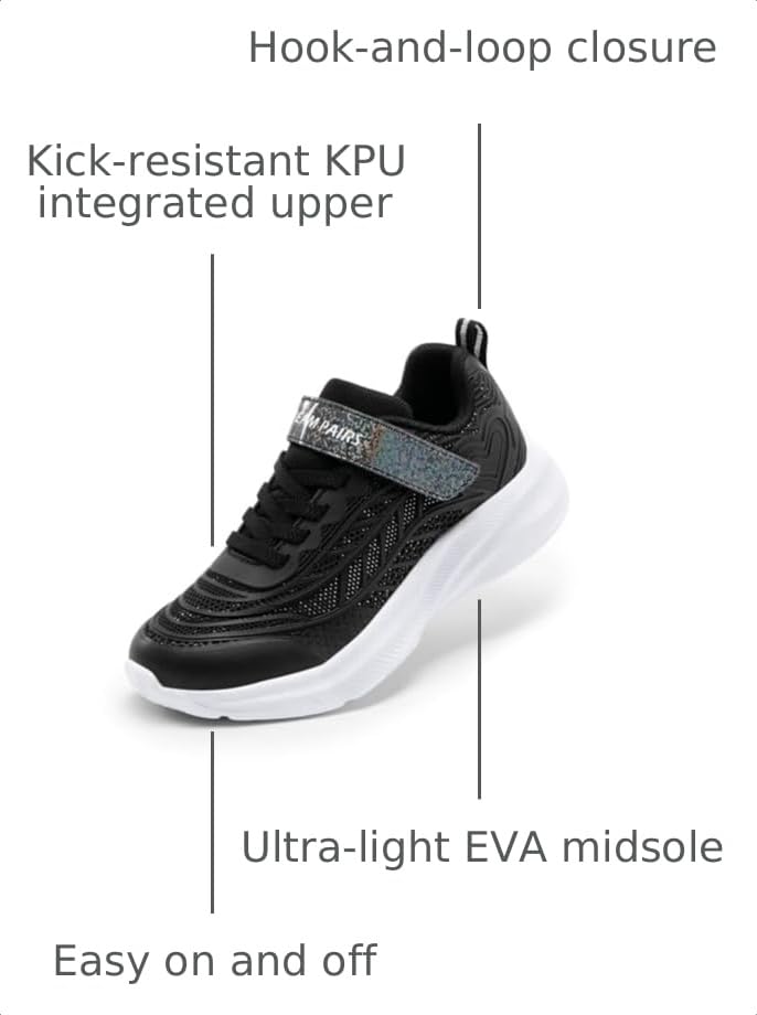 Image of DREAM PAIRS Kids Sneakers Running | Lightweight,Breathable,Comfortable, Non Slip,Hook-and-Loop,Walking, Gym, School, Daily Play,Colorburst