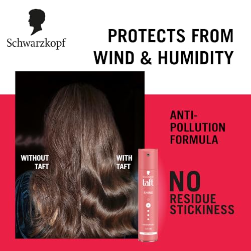 Image of Schwarzkopf TAFT Shine Hair Spray For Shinner Hair With Diamond Luminizer Formula Hold 4, Lasts 24Hr+ Protects From Wind And Humidity, No Stickiness, Easy To Brush Out, For Salon Like Finish - 250Ml