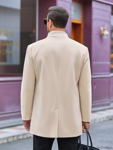 Image of Makkrom Mens Casual Overcoat Single Breasted Peacoat Business Topcoat
