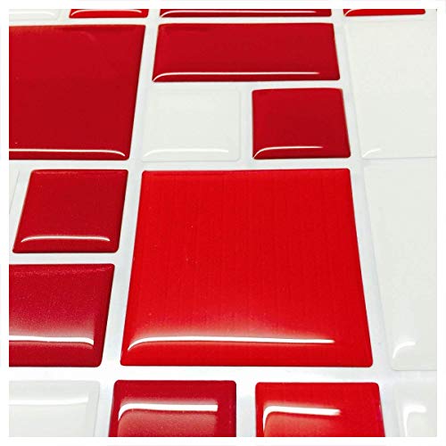 Pastilha Adesiva Resinada, Cromo Sign, Miscelânea Vermelha Branca Kit 4 Placas