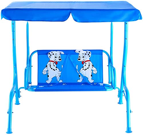 Happygrill Mini Patio Swing 2 Seats Porch Swing With Safety Belt Outdoor Lounge Chair Hammock With Canopy For Kids, Blue #TOP6