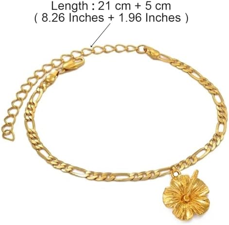 【14K】ハワイアンジュエリー　アンクレット　ハイビスカス【美品】 Amazon | 女性用ハワイアンアンクレット - ハワイアンハイビスカス