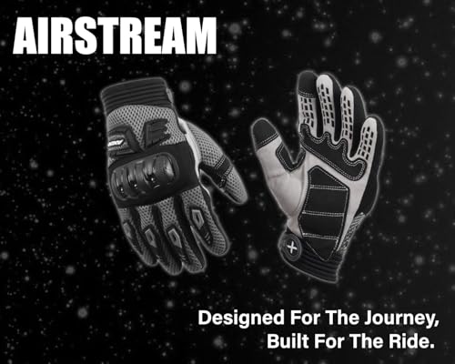 Image of Axor Airstream Riding Gloves Providing Enhanced Grip and Impact Protection with Touchscreen Functionality and an Adjustable Fit-Black Grey-M