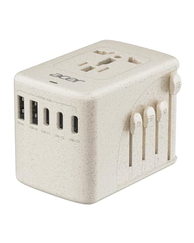 Acer Universal Travel Plug Adapter - International Power Adapter with 5 USB Ports (3 USB C) 5.8A,...