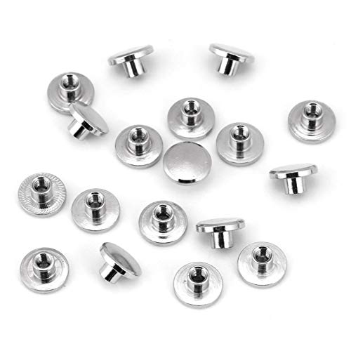 20Pcs Repair Screw Post Fastener Round Flat Head Chicago Screws Buttons Metal Nail Rivet Studs with Slotted Screws for Binding DIY Leather Craft(5mm)