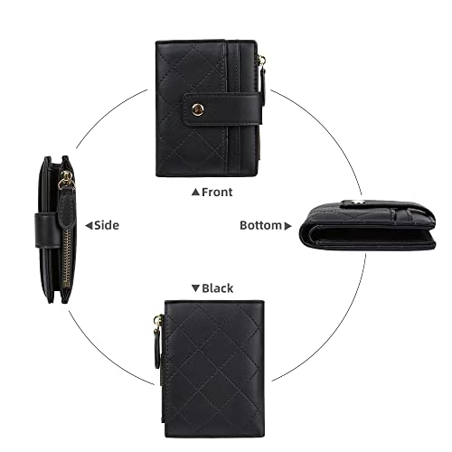 Women's Cute Leather Card Holder Small Compact Bifold Wallet with Zip Coin Pocket3