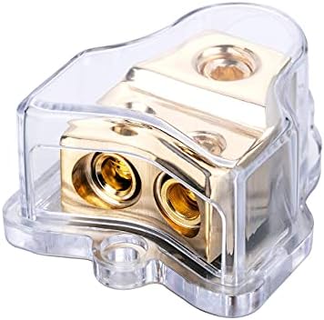 Ardor Power Distribution Block, Premium 1×(1/0AWG or 4AWG) in and 2×(4AWG or 8 AWG) Out 2 Way Amp Installation kit Battery Terminal Distribution Blocks for Car Audio Splitter (AR1155-2S)