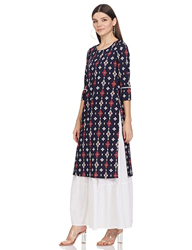 Image of Amazon Brand - Myx Women's Printed Kurta and Pant Set in Cotton (Available in Plus Sizes)