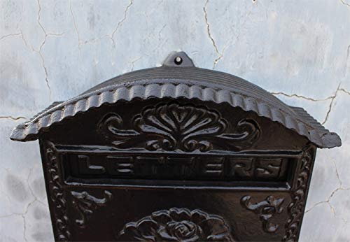Cast Aluminum Mailbox Postbox Embossed Trim Decorative Metal Wall Mail Post Letters Box for Yard Patio Lawn Garden Outdoor Home - Image 4