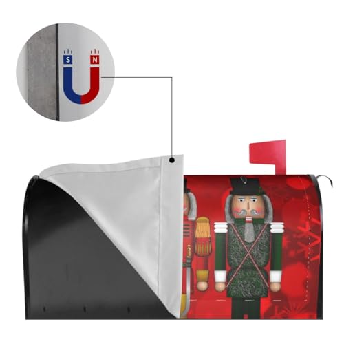 Image of Christmas Serious Nutcracker Red Delight Mailbox Covers Magnetic Mailbox Wraps Post Letter Box Cover Standard Oversize 21 inchX18 inch /25.5 inch X 21 inch Mailwrap Garden Home Decor