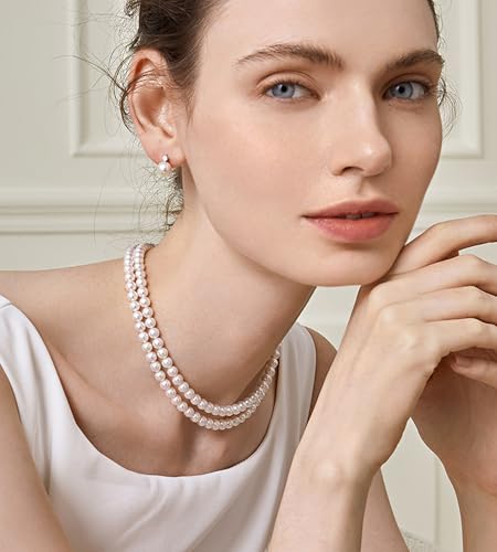 Pearl Standard Necklace for Women 6mm Pearl Choker Chain Necklace Gifts for Women Mom Grandma4