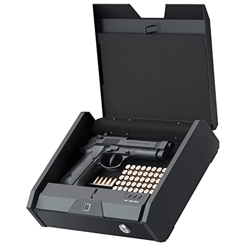 Gun Safe Pistol Safe, Biometric Gun Safe for Handgun, with Fingerprint Recognition, Quick Access Pistol Safe, Gun Safes for Pistols for Home/Car