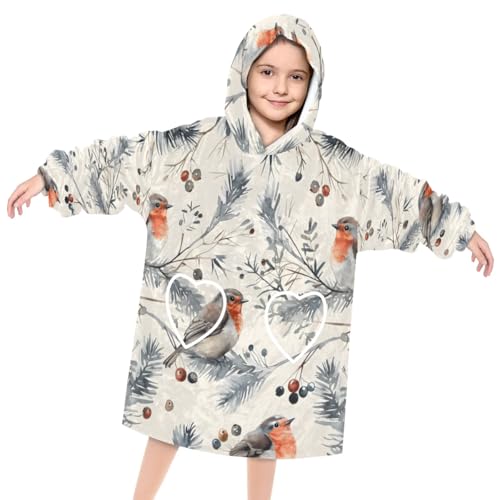 Wearable Blanket Hoodie for Kids, Agile Birds Fleece Sweatshirt Blanket Oversized Blanket Sweatshirt with Pocket Flannel Warm Hooded Blanket 6-10 Year Old Girl Boy Gift, One Size