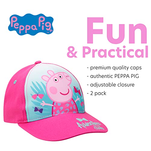 Hasbro Peppa Pig Baseball Cap – Girls Peppa Pig Curved Brim Snap-Back Hat (2 Pack), Size Age 2-4, Pink/Teal3