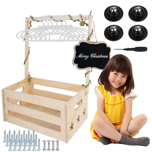 Image of Wooden Baby Shower Crate Closet, Personalized Baby Shower Basket, Baby Storage Crate Hamper, Easy Assembly Baby Baskets for Newborn Boys Girls, Pregnancy Gifts for New Parents(Wood Color)