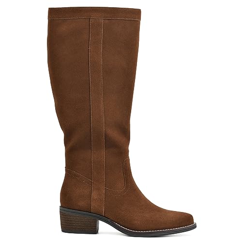 WHITE MOUNTAIN Women's Shoes Altitude Stack-Heeled Tall Boot, Hazel/Suede, 7.5 W by WHITE MOUNTAIN - Image 4