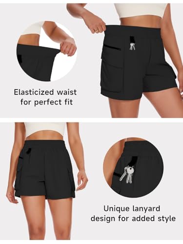 VUTRU Short feminino cargo de caminhada de 11 cm de secagem rápida, shorts esportivos leves para cor