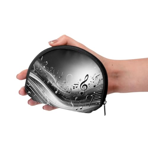 Portable Coin Purse Black-Music-Notes Mini Zippered Money Pouch Card Holder3