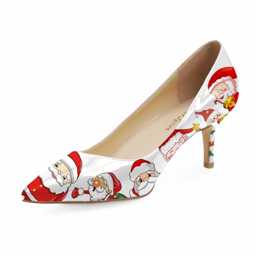 Image of Reindee Lusion Womens Low Kitten Comfortable High Heels Music Note Printed Closed Toe Sexy Pumps Shoes