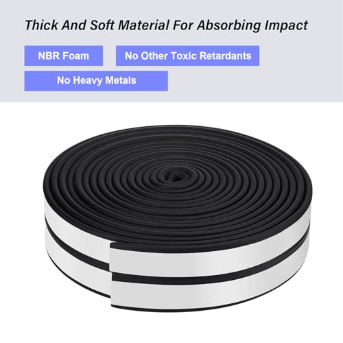 Image of Tradder 59 ft Extra-Wide Baby Proofing Table Edge Protector Crib Rail Bumper Child Safety Bunk Bed Ladder Cover Furniture Fireplace Desk Corner Guard with Adhesive Pre-Taped Foam Padding (Black)