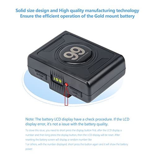 Reytric 99Wh(6875Mah) Gold Mount Battery With D-Tap Charger And D-Tap Output Cable For Dslr Camera Camcorder Broadcast Led Light Replacement Brick #TOP1