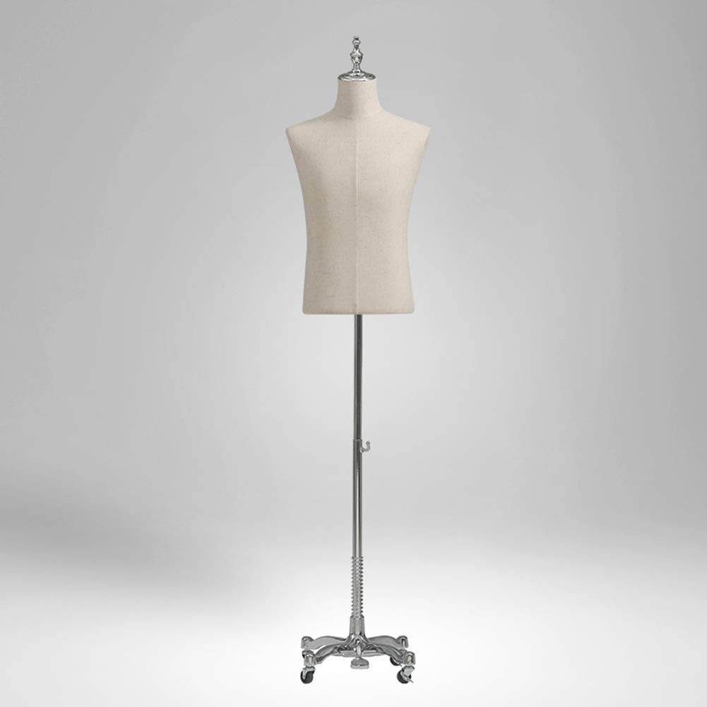 UWYTGF Male Mannequin Torso Body Dress Form Busts with Metal Caster Base,N Dummy Model for Clothing Display Stable Stand,No Arm-Medium,No Arm,L