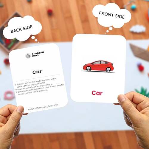 Image of SPARTAN KIDS Vehicle & Transport Flash Cards for Kids | 27 Early Learning Flash Cards Easy & Fun Way of Learning 1 Year to 6 Years Babies