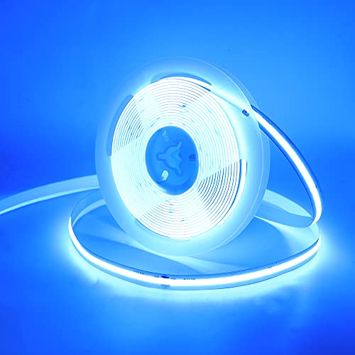 XUNATA COB LED Strip Lights, 2m/6.6ft Flexible Bendable COB LED Rope Lights DC 5V 320 LEDs/m Ice Blue Non-Waterproof LED Backlight Tape Lights with USB Touch Dimming for Living Room, Cabinet Lighting
