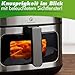 Nutrilovers Heißluftfritteuse NUTRI-FRYER EDELSTAHL XXL 8L, 2000W, Airfryer Edelstahl mit LED Touch Display, Double Heating Technologie, Sichtfenster, fettarme Pommes Fritteuse ohne Öl inkl. Rezepte