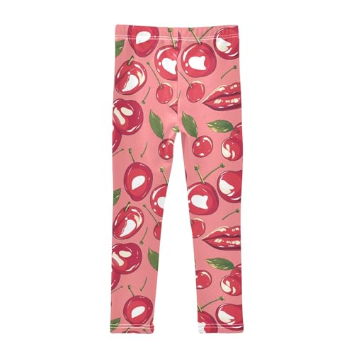 Red Lips Cherry Kids Baby Girls Cotton Leggings Soft High Waisted Pants Sports2