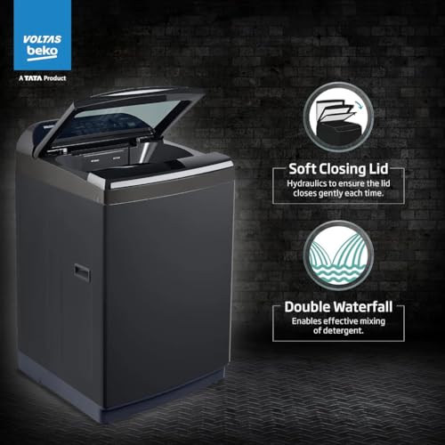Image of Voltas 10 Kg, 5-Star, Fully Automatic Top Load Washing Machine (WTL1006UEAH / DPB0HD, Dark Grey)