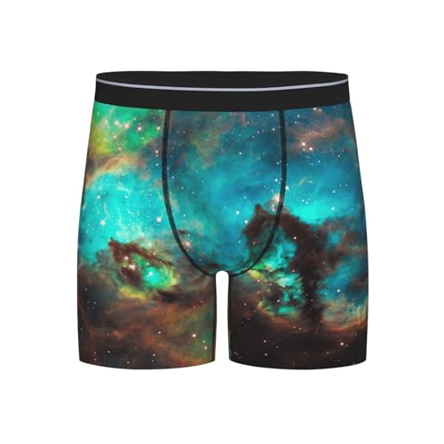 GUOLGP Boxer da uomo con stampa di universo galassia e spazio, biancheria intima morbida elasticizzata per uso quotidiano, viaggi, palestra, Nero , XXL