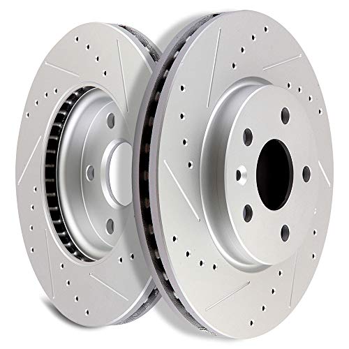 SCITOO Front Brake Rotors, 2pcs Drilled & Slotted Brakes Kit fit for 17-18 for Chevy Bolt EV,11-18 for Chevy Cruze,16 for Chevy Cruze Limited,12-18 for Chevy Sonic,16-18 for Chevy Volt