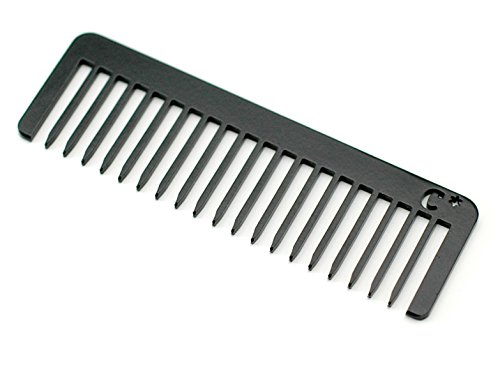 Chicago Comb Short Model No. 5 Jet Black, 4 inches (10 cm) long, Made in USA, wide-tooth comb, ultra smooth coated stainless steel, unbreakable, perfect pocket & travel comb, ideal beard comb