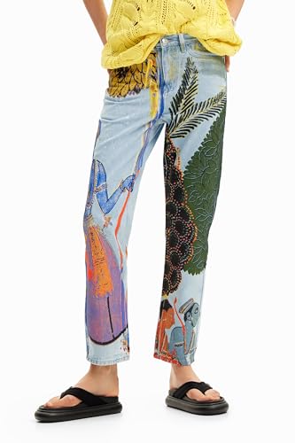 Desigual Men's Straight Jeans with India Print2
