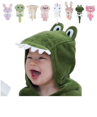 Image of DEIGO Animal Hooded Towel for Newborn to Toddler - Baby Must Haves - Ideal Registry for Baby Boy and Girl Gifts - Alligator,DK GN, 23.6 Inch×32.3 Inch