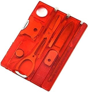 Red Outdoor Survival Bottle Opener Card Multi Tool Outdoor Barbecue Knife Camping Tool Hiking LED Light Magnifier EDC Tool Gear Multitools, Multitools and Accessories
