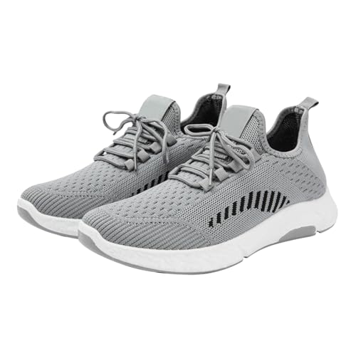 Zapatillas deportivas para hombre, con cordones, planas, transpirables, de malla, antideslizantes, para correr, para exteriores, ligeras, para gimnasio y uso diario, para el tiempo libre, gris, 41 EU