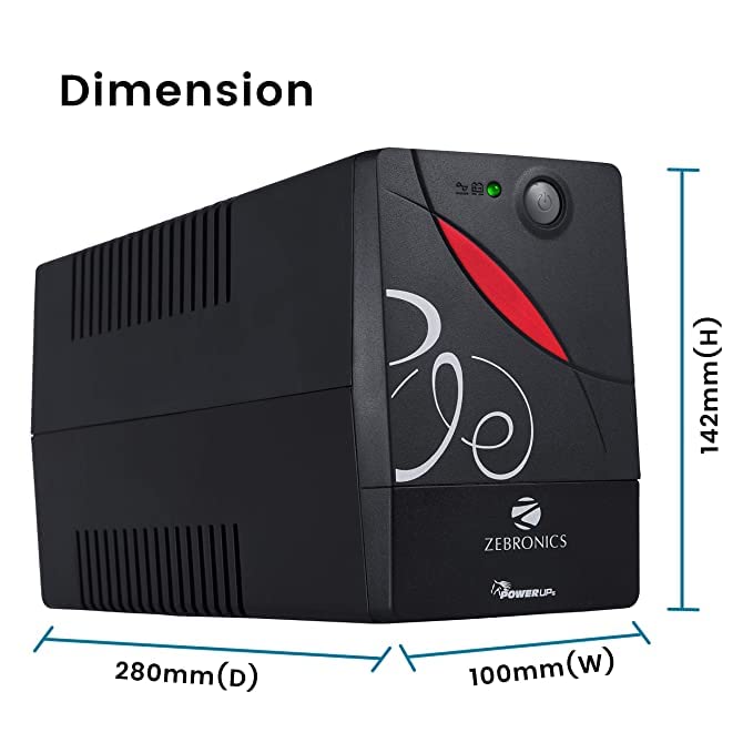 Image of ZEBRONICS Zeb-U725 600VA UPS for Desktop /PC /Computers (not for Routers) with Automatic Voltage Regulation, Black