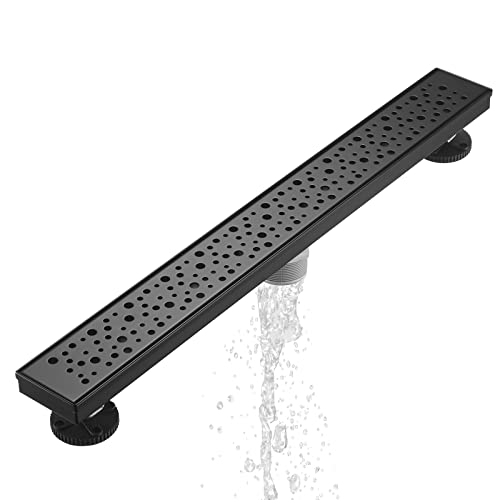 Sharp-Tec 24 Inch Linear Shower Drain, Black Rectangular Floor Drain, Cupc Certificated, 304 Stainless Steel, Easy To Install & Clean For Bathroom Shower Room (Drain Base Is Not Included) #TOP7