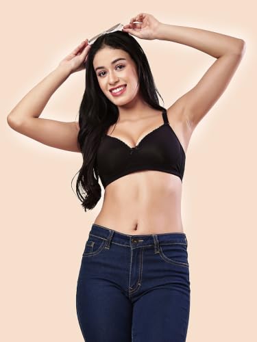 Image of Women's Seamless Padded Non Wired Cotton Stretch Everyday Bra| Detachable Straps | Transparent Straps Included