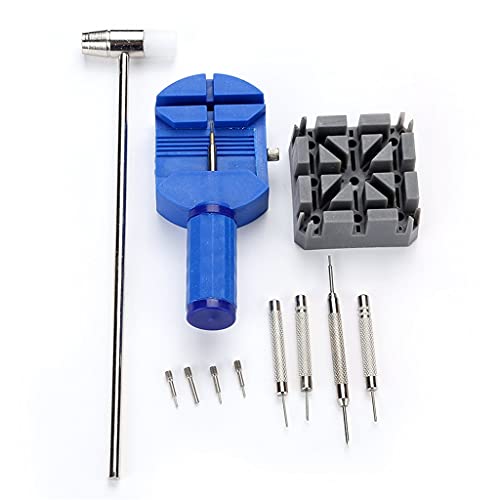 JYDQM 11 pièces Kit d'outils de réparation Montre Ensemble Portable Bande Lien dissolvant Ressort Barre Broches poinçon Poussoir kit Cover