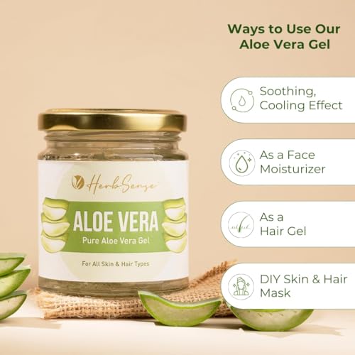 Image of Herbsense Pure Aloe Vera Gel Combo Pack, Hydrating, Refreshing & Fragrance Free Face Gel,180 gram (Pack of 2)